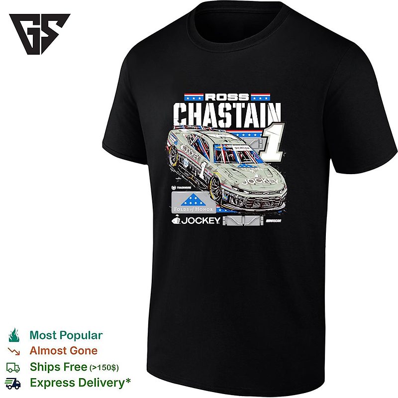 Ross Chastain 1 Jockey Folds Of Honor Trackhouse Nascar T-Shirt Ross Chastain 1 Jockey Folds Of Honor Trackhouse Nascar T-Shirt
