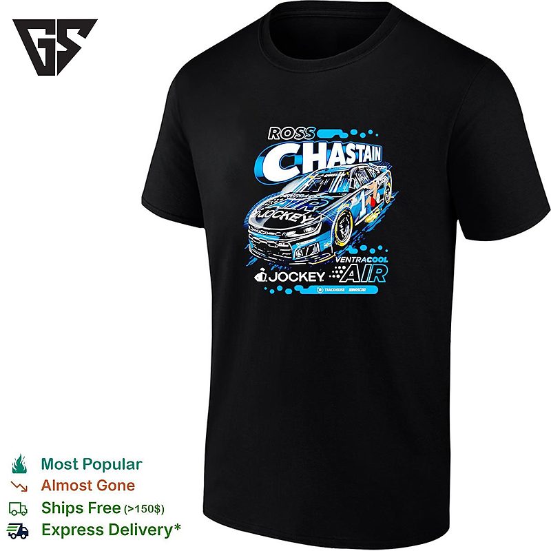 Ross Chastain 1 Ventracool Air Jockey Trackhouse Nascar Black T-Shirt Ross Chastain 1 Ventracool Air Jockey Trackhouse Nascar Black T-Shirt
