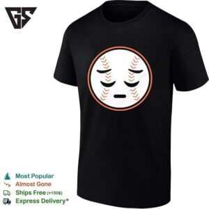 Sad Face Baseball Emoji Blue Orange Graphic T-Shirt