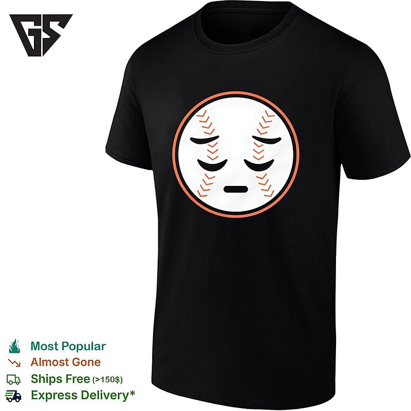 Sad Face Baseball Emoji Blue Orange Graphic T-Shirt Sad Face Baseball Emoji Blue Orange Graphic T-Shirt
