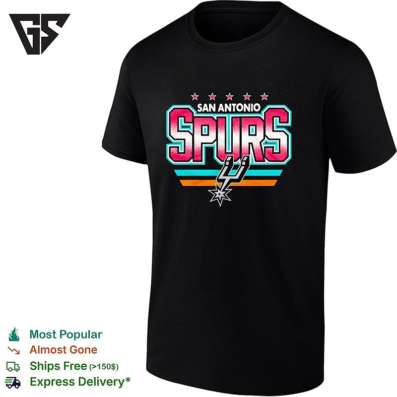San Antonio Spurs NBA Basketball Team Text Logo Sports Fan T-Shirt San Antonio Spurs NBA Basketball Team Text Logo Sports Fan T-Shirt