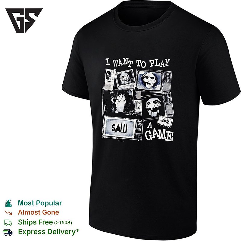 Saw I Want To Play A Game Horror Tv Screens Collage T-Shirt Saw I Want To Play A Game Horror Tv Screens Collage T-Shirt