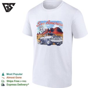 See America Route 66 Desert Pickup Truck And Red Rocks Vintage T-Shirt