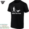Shih Tzu Dad Man Walking Velociraptor Dinosaur On Leash Humor Silhouette T-Shirt