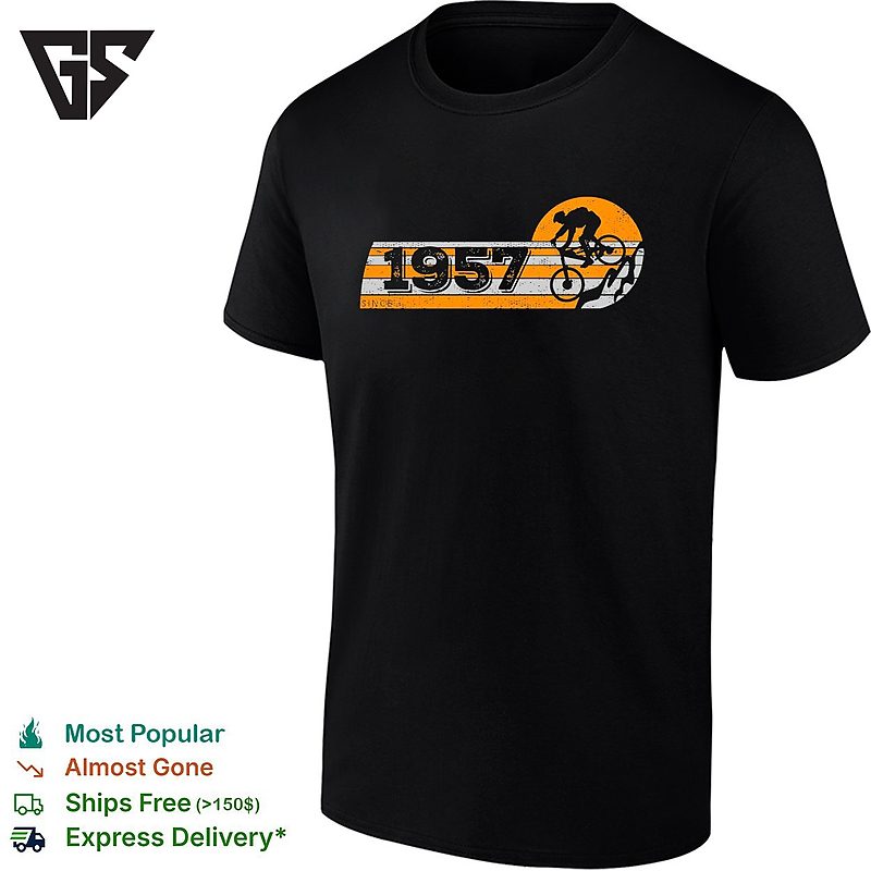 Since 1957 Mountain Biking Retro Sunset Sport Bicycle Cycling Enthusiast T-Shirt Since 1957 Mountain Biking Retro Sunset Sport Bicycle Cycling Enthusiast T-Shirt