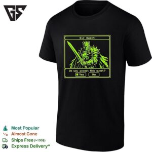 Sir Gwent Do You Accept This Quest Yes No Knight Fantasy Role Playing Game Vintage T-Shirt