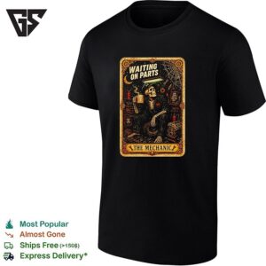 Skeleton Waiting On Parts The Mechanic Tarot Card Illustration T-Shirt