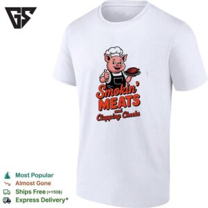 Smokin Meats And Clapping Cheeks Pig Chef Bbq Stacked Text Logo Graphic T-Shirt