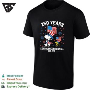 Snoopy And Bird 250 Years Semiquincentennial Flags T-Shirt