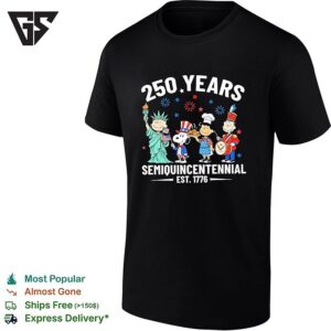 Snoopy And Friends 250 Years Semiquincentennial Flags T-Shirt