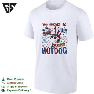 Snoopy You Look Like The 4th Of July Cartoon Beagle Hot Dog Humor T-Shirt