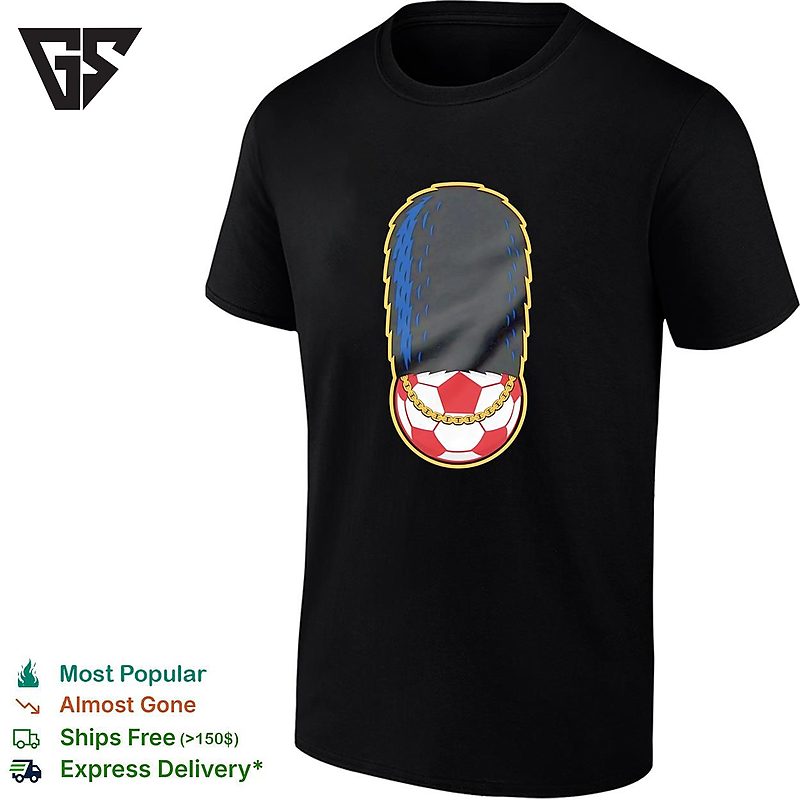 Soccer Ball Wearing British Oyal Guard And Gold Chain T-Shirt Soccer Ball Wearing British Oyal Guard And Gold Chain T-Shirt