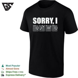 Sorry I Distressed Bold Lettering With Guitar Chord Diagrams Band Graphic T-Shirt