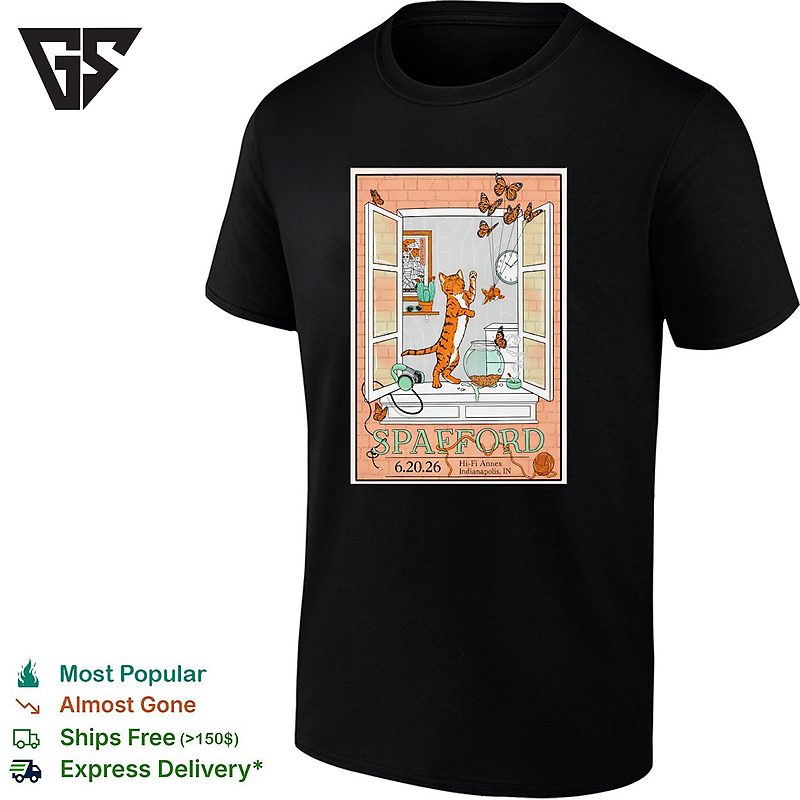 Spafford Cat Window Indianapolis Poster T-Shirt Spafford Cat Window Indianapolis Poster T-Shirt