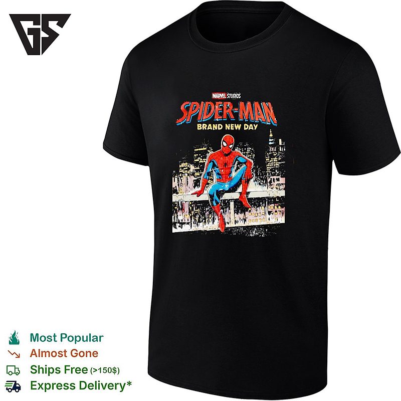 Spider Man Sitting Brand New Day Marvel Studios Movie Poster T-Shirt Spider Man Sitting Brand New Day Marvel Studios Movie Poster T-Shirt