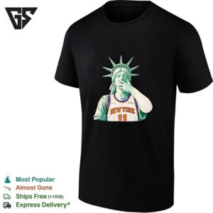 Statue Of Liberty As New York Knicks Player Number 11 Smoking Gesture Graphic T-Shirt