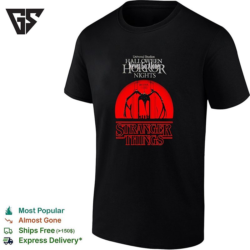 Stranger Things Never Go Alone Halloween Horror Nights Universal Studios T-Shirt Stranger Things Never Go Alone Halloween Horror Nights Universal Studios T-Shirt