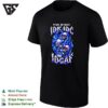 Stuck Between Idk Idc And Idgaf Three Skulls Blue Flames Fire Gothic Dark Humor T-Shirt