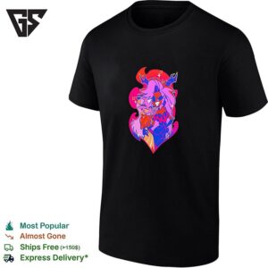 Stylized Fantasy Female Character With Dragon Wings Dark Purple Illustration Art T-Shirt