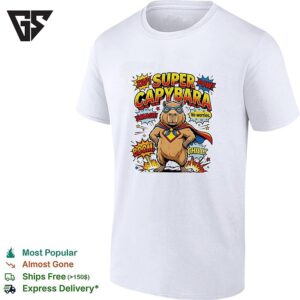 Super Capybara Zap Pow Smash No Worries Chill Comic Hero Parody Humor T-Shirt