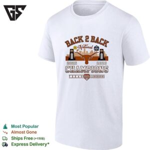 Texas Longhorns Back To Back National Champions Badge Skyline T-Shirt