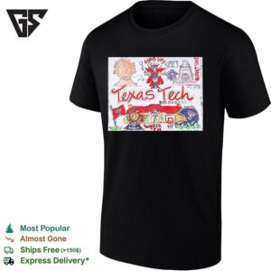 Texas Tech Red Raiders Guns Up Hand Drawn Collage Poster T-Shirt