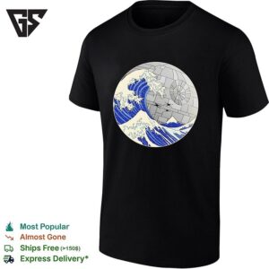 The Great Wave Off Kanagawa Star Wars Death Star X Wing Fighter T-Shirt
