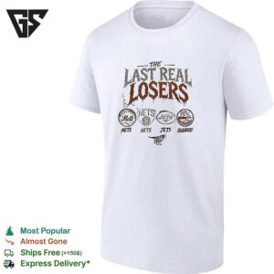The Last Real Losers Mets Nets Jets And Islanders Team Logos Distressed T-Shirt