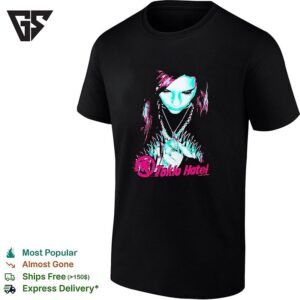 Tokio Hotel Band Member Portrait Wearing Necklace Dark Moody Graphic T-Shirt