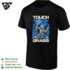 Touch Grass Necromancer Skull Sorcerer Fantasy Skeleton Magic Blue Fire T-Shirt