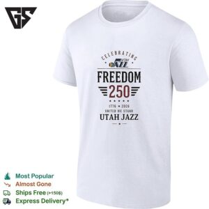 Utah Jazz X Celebrating Freedom 250 United We Stand 1776 2026 T-Shirt
