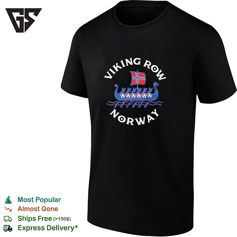 Viking Row Noway Ship With A Norwegian Flag Sail And Soccer Balls Along The Side T-Shirt Viking Row Noway Ship With A Norwegian Flag Sail And Soccer Balls Along The Side T-Shirt