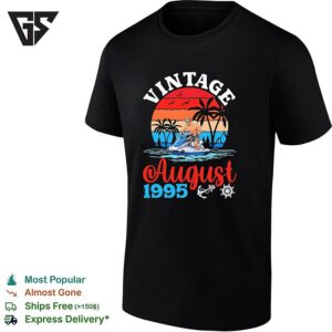 Vintage August 1995 Jet Ski Watercraft Tropical Sunset Ocean Beach Summer T-Shirt