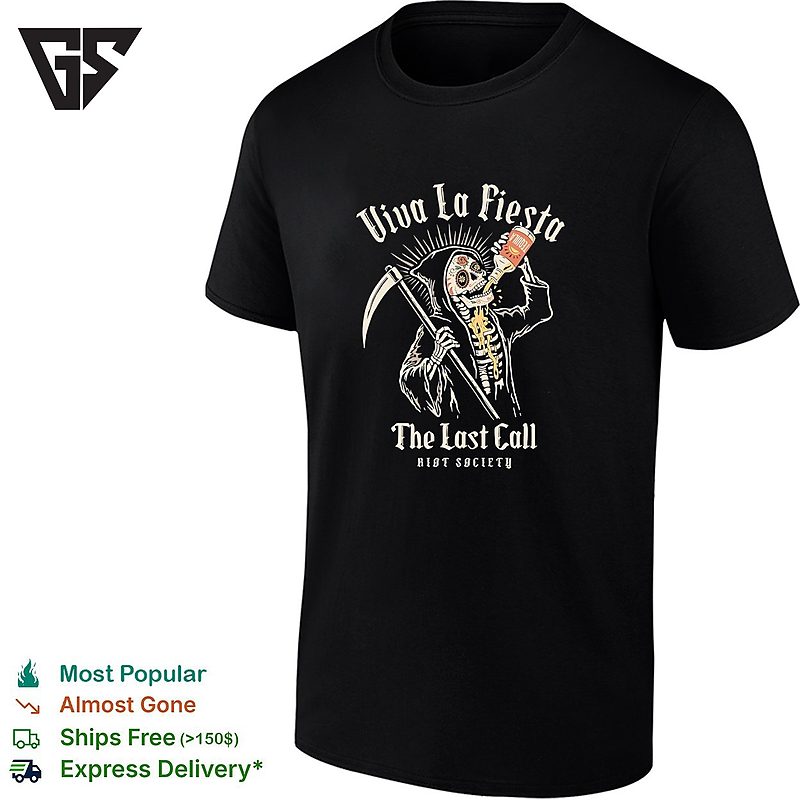 Viva La Fiesta The Last Call Skeleton With Scythe Riot Society T-Shirt Viva La Fiesta The Last Call Skeleton With Scythe Riot Society T-Shirt