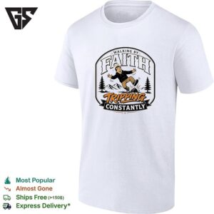 Walking By Faith Tripping Constantly Man Falling Over Rock Nature Scene Funny T-Shirt