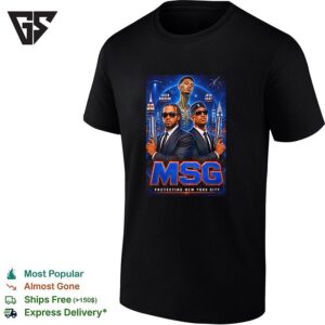 Wamby With Jalen Brunson Karl Anthony Towns New York Knicks NBA Men In Black Msg Protecting
