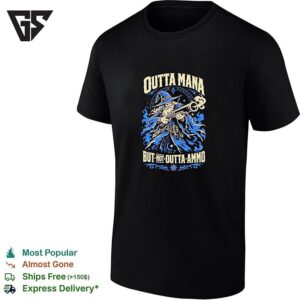 Wizard Gunner Outta Mana But Not Outta Ammo Fantasy Role Playing Game Nerd Vintage T-Shirt