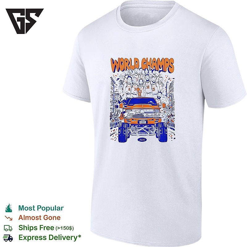 World Champs New York Basketball Victory Parade Pickup Truck Illustration Poster T-Shirt World Champs New York Basketball Victory Parade Pickup Truck Illustration Poster T-Shirt