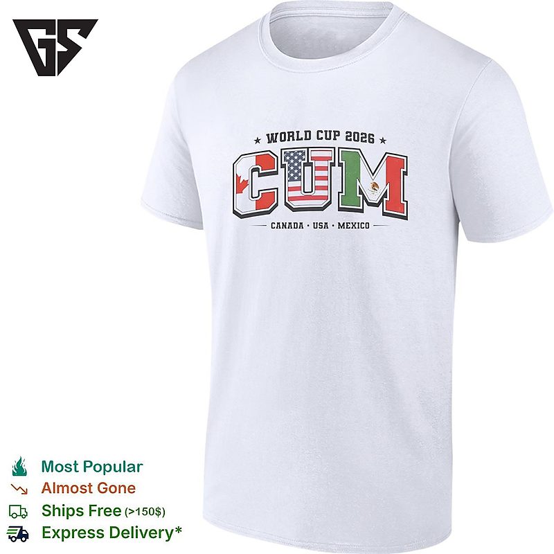 World Cup 2026 Host Nations Bold Flag Letters T-Shirt World Cup 2026 Host Nations Bold Flag Letters T-Shirt