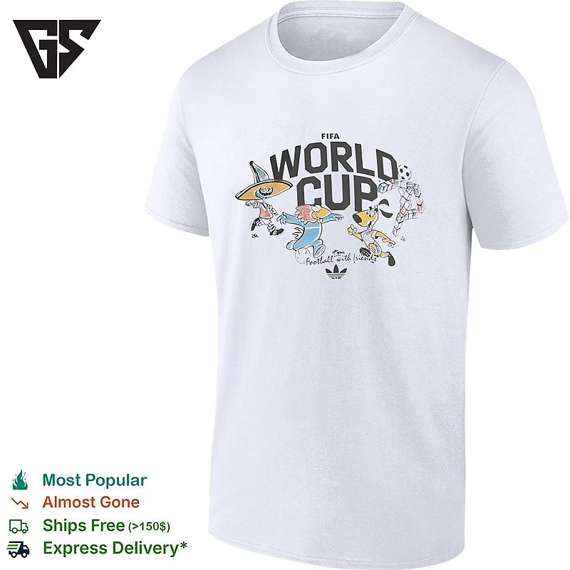 World Cup Football With Friends Cartoon Characters Poster T-Shirt World Cup Football With Friends Cartoon Characters Poster T-Shirt