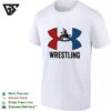 Wrestling Red And Blue Wrestler Silhouette Icon Bold Lettering Graphic T-Shirt