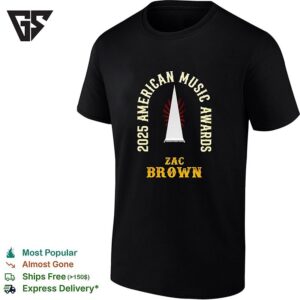 Zac Brown 2025 American Music Awards Trophy Black And Gold Typography T-Shirt