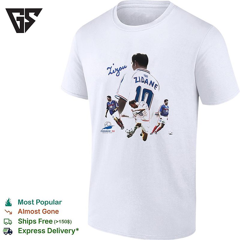 Zinedine Zidane France 98 World Cup Signature Action Photo Collage Poster T-Shirt Zinedine Zidane France 98 World Cup Signature Action Photo Collage Poster T-Shirt