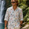 34 Sleeves Surf Slim Fit Cotton Aloha Shirt