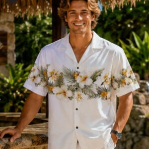 Hibiscus Border Cotton Aloha Shirt