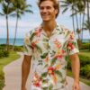 Iliwai Orchid Beige Rayon Men Hawaiian Shirt