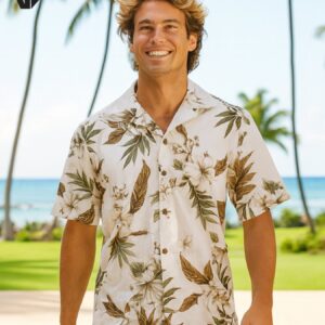 Kahua Plumeria Cotton Men Hawaiian Shirt