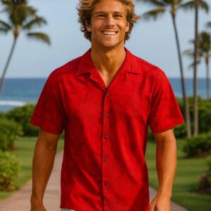 Monstera Cotton Men’s Aloha Shirt