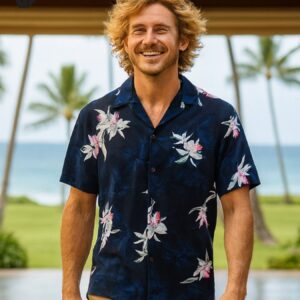 Orchid Rayon Men’s Hawaiian Aloha Shirt