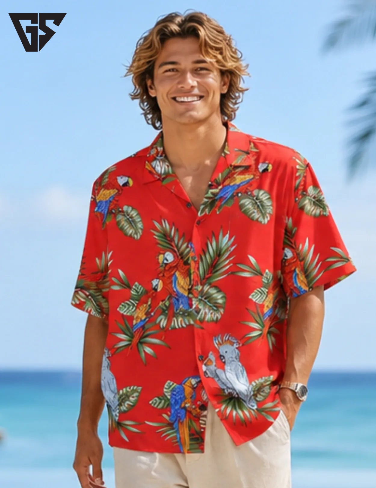 Parrots Men’s Cotton Aloha Shirt Parrots Men’s Cotton Aloha Shirt